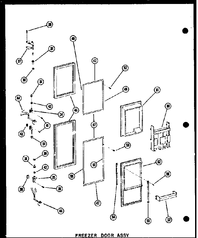 Freezer Door Assy Diagram and Parts List for SDI22N-P60201-65W  Amana Refrigerator