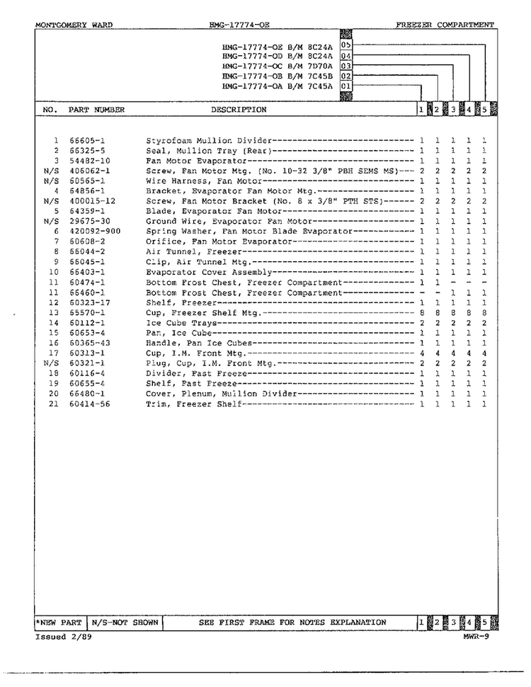 Freezer Compartment Page 2 Diagram and Parts List for 17774-OA  Admiral Refrigerator