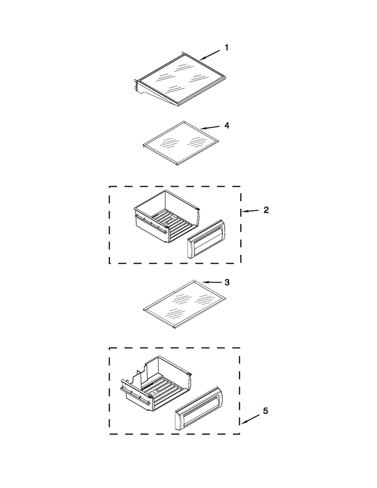 Refrigerator Shelf Parts Diagram and Parts List for JS42SEDUDW15  Jenn-Air Refrigerator
