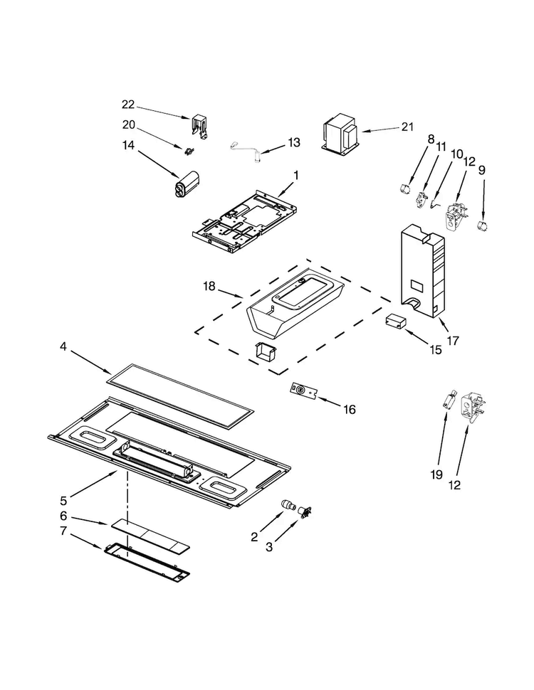 Interior And Ventilation Parts Diagram and Parts List for AMV1150VAW5  Amana Microwave