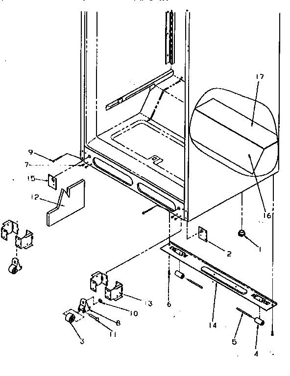 Cabinet Bottom Diagram and Parts List for TR21S4L-P1196103WW  Amana Refrigerator
