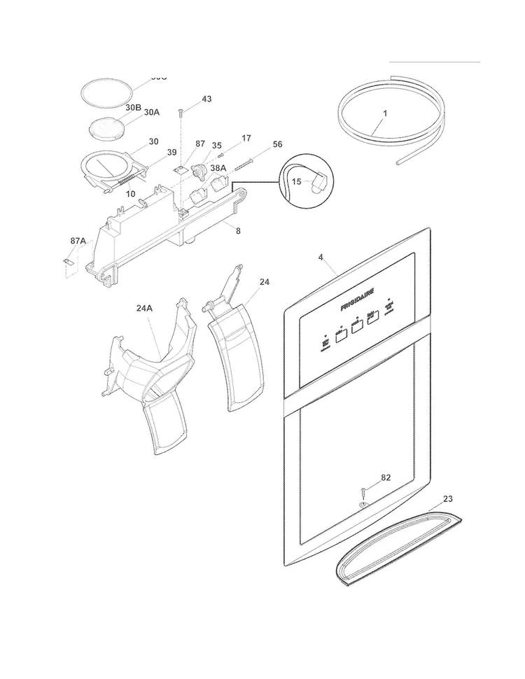 Ice & Water Dispenser Diagram and Parts List for CRSH266MW3  Crosley Refrigerator