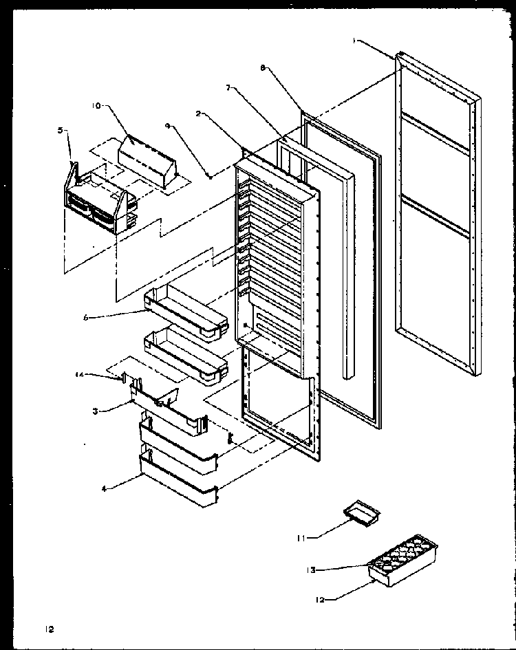 Refrigerator Door Diagram and Parts List for SXD20NPW-P1162505WW  Amana Refrigerator