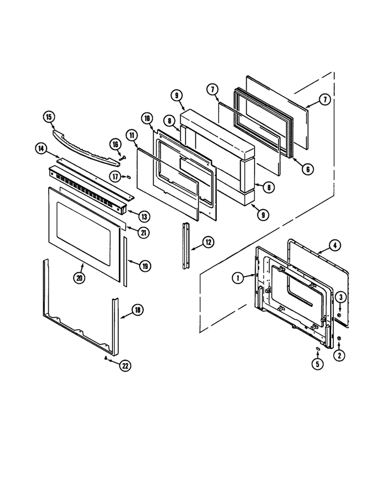 Door Diagram and Parts List for MER1320BDW  Maytag Range