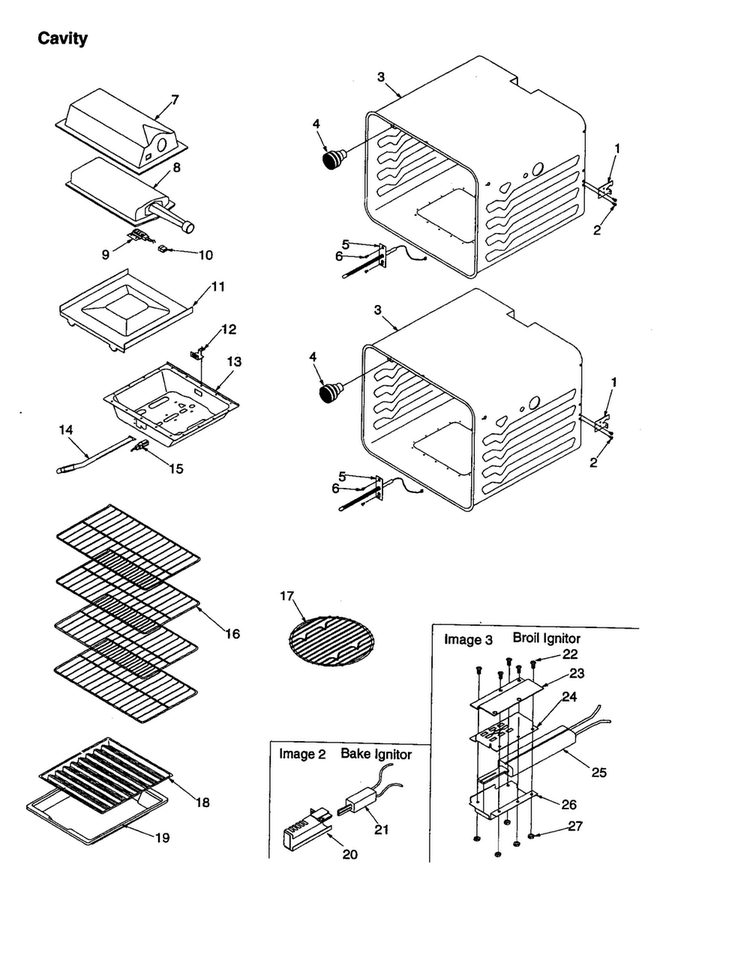 Cavity Diagram and Parts List for AOGD2750E-P1132530NE  Amana Wall Oven