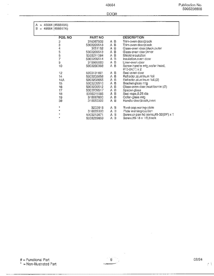Door Page 2 Diagram and Parts List for 486640A  Admiral Range