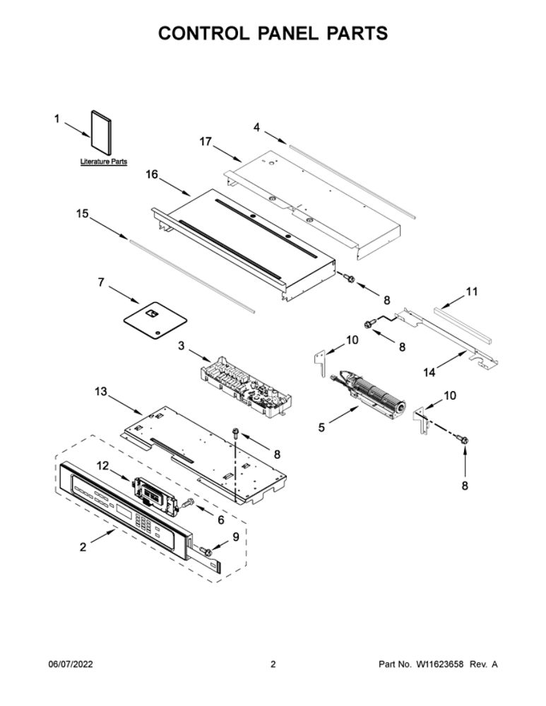 Control Panel Parts Diagram and Parts List for MEW9530FZ20  Maytag Wall Oven