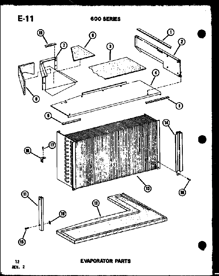 Evaporator Parts Diagram and Parts List for 624-3P P67119-31R Amana Air Conditioner