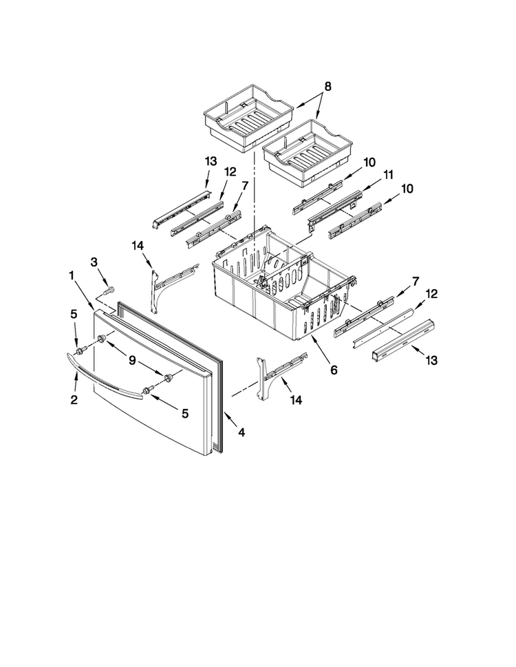 Freezer Door Parts Diagram and Parts List for MFI2067AES10  Maytag Refrigerator