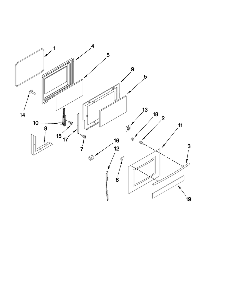 Door Parts Diagram and Parts List for MGR8772WB1  Maytag Range