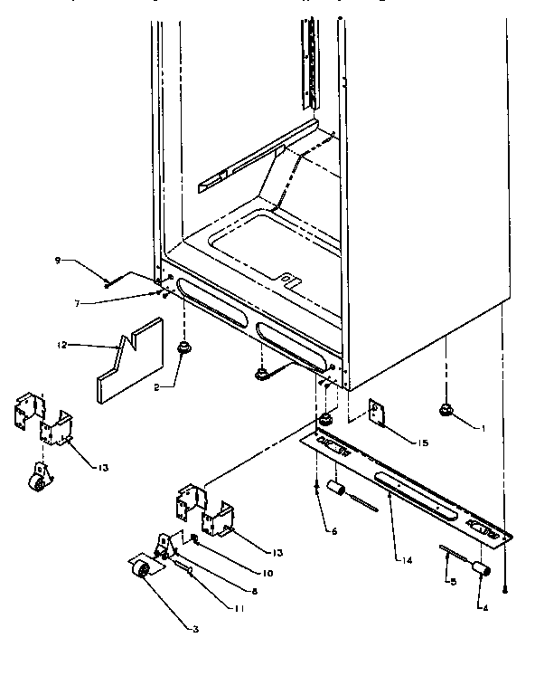 Cabinet Bottom Diagram and Parts List for TX21R2-P1157609W  Amana Refrigerator