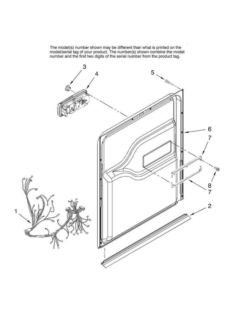 Door And Latch Parts Diagram and Parts List for JDB1080AWB41  Jenn-Air Dishwasher