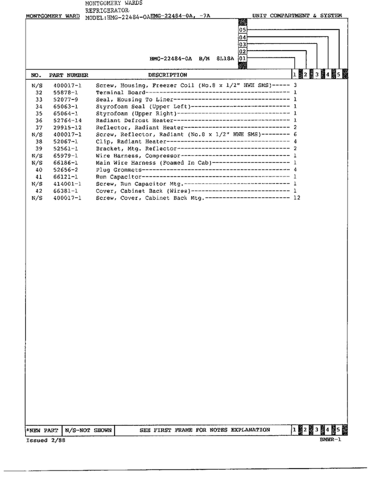 Unit Compartment/system Page 3 Diagram and Parts List for 22484-OA  Admiral Refrigerator