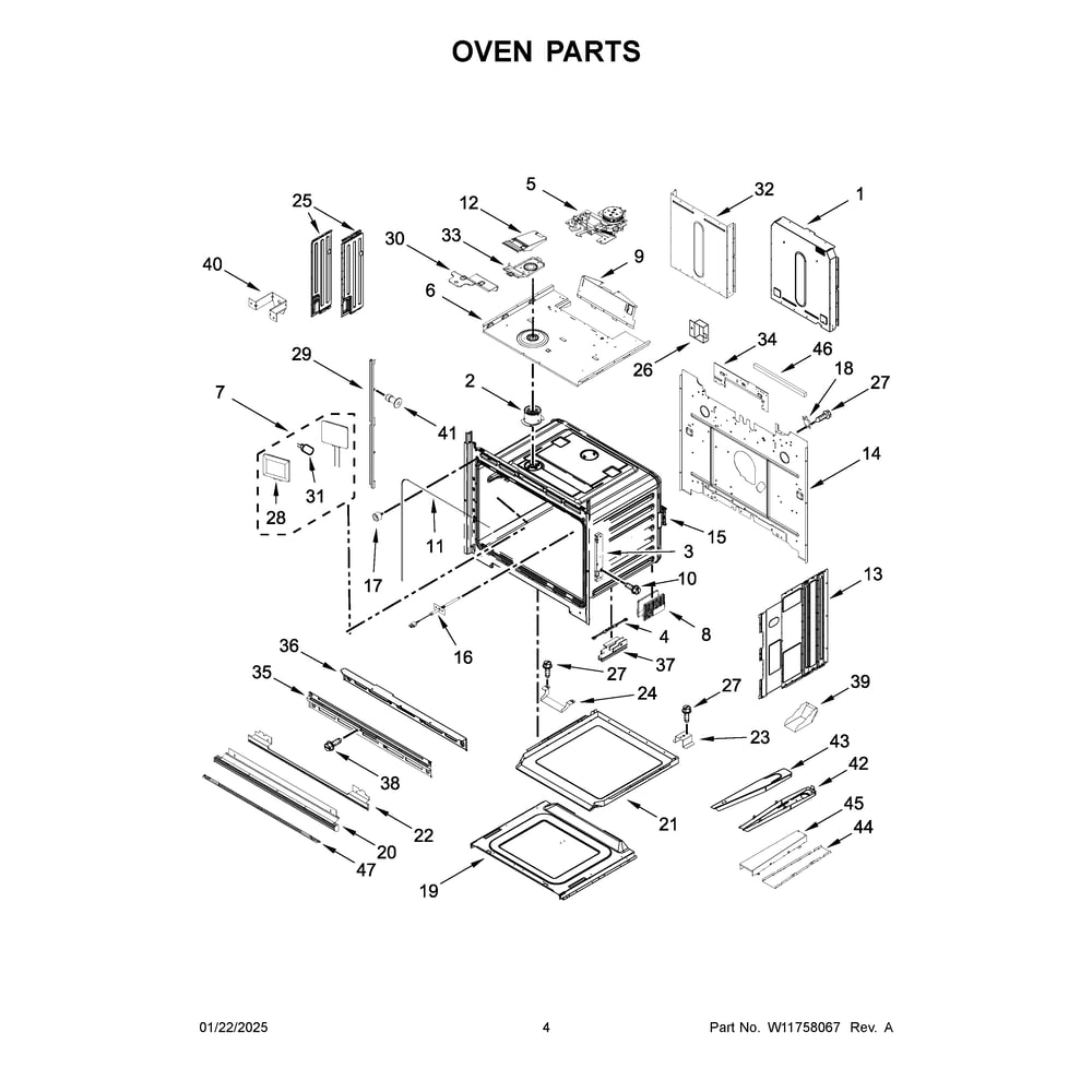 Oven Parts Diagram and Parts List for JOEDC530RL00  Jenn-Air Wall Oven