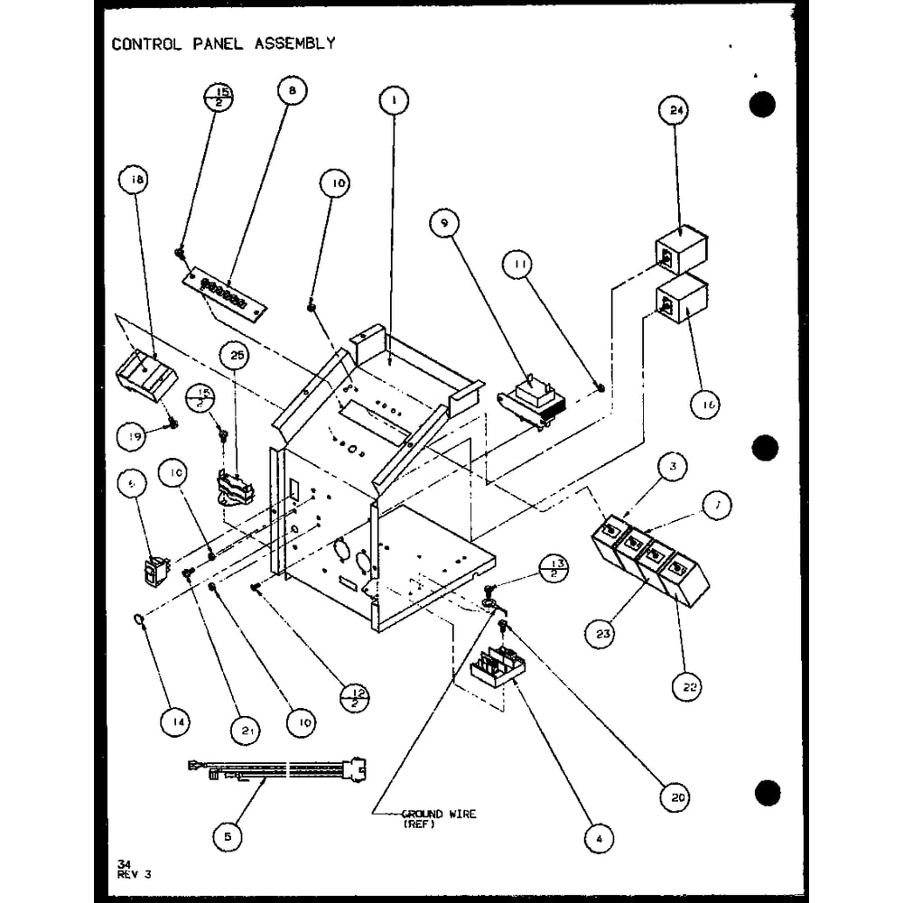 Control Panel Assembly 5 Diagram and Parts List for PTH12400ER P9872129R Amana Air Conditioner