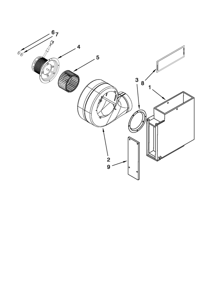 Blower Unit Parts Diagram and Parts List for JED3536WS03  Jenn-Air Cooktop