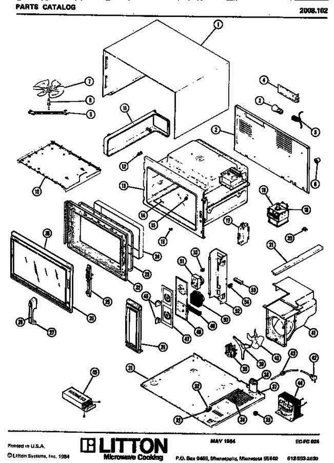 01 - Page 1 Diagram and Parts List for 2008102  Litton Microwave