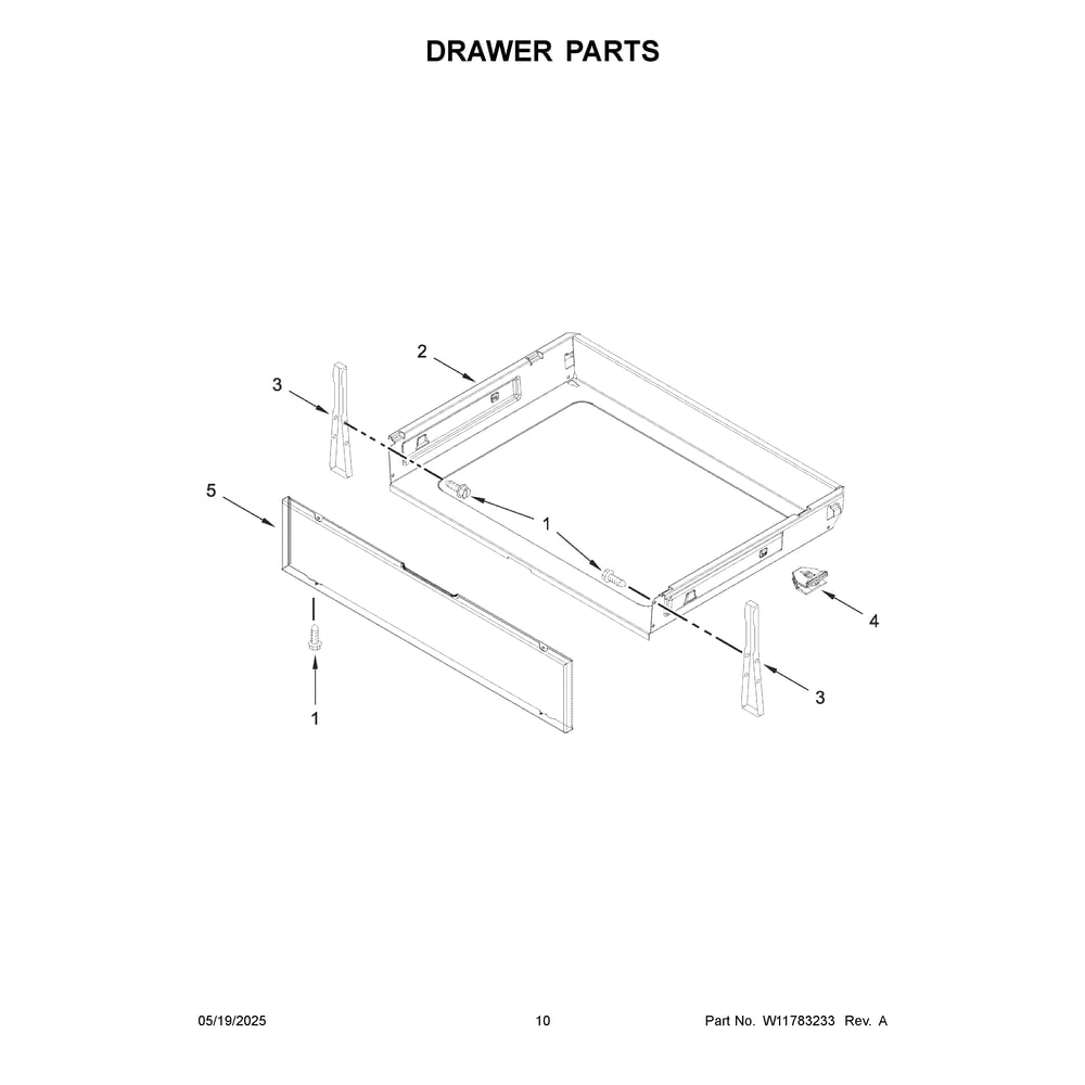 Drawer Parts Diagram and Parts List for MFES4030RS1  Maytag Range