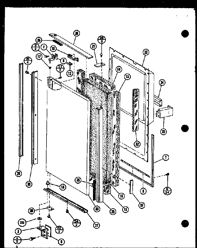 Freezer Door Diagram and Parts List for SRI19F-L-P7700004WL  Amana Refrigerator