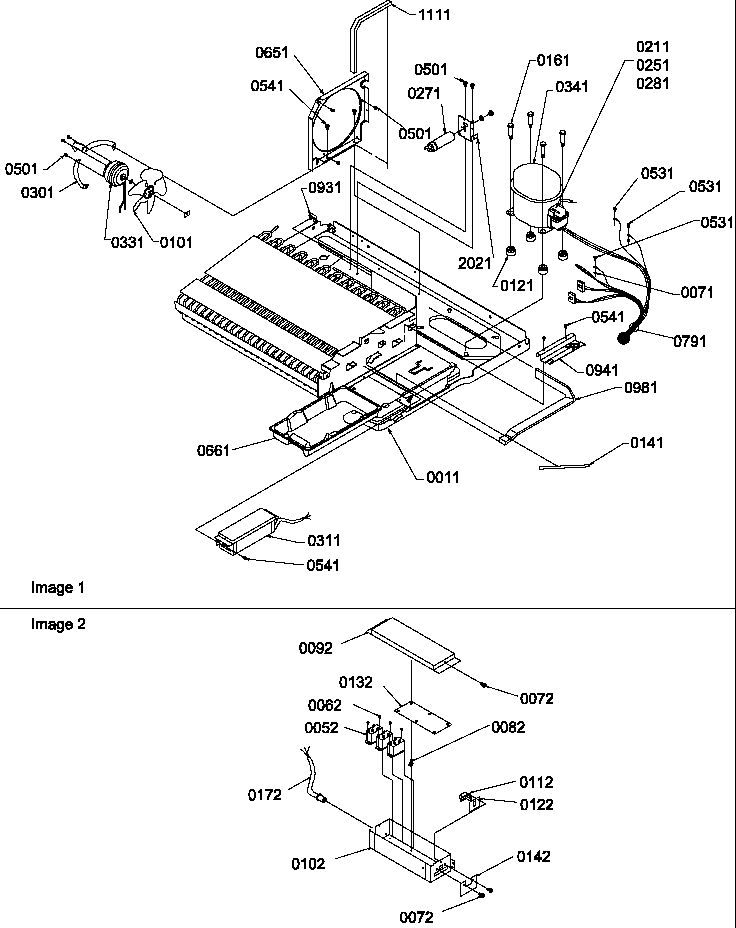 Machine Compartment Diagram and Parts List for SBDE520SW-P1185202WW  Amana Refrigerator