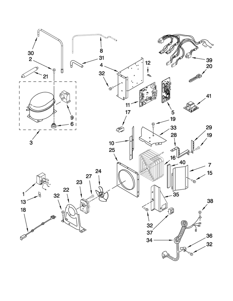 Upper Unit Parts Diagram and Parts List for JS42SEDUDW00  Jenn-Air Refrigerator