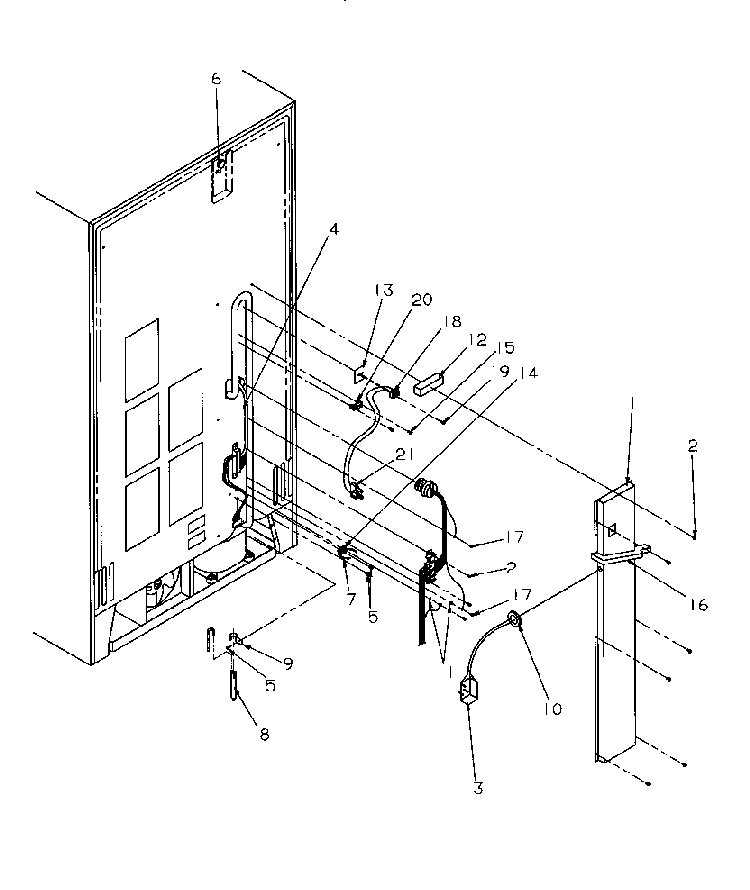 Back Unit Diagram and Parts List for SG521SBL-P1197001WL  Amana Refrigerator