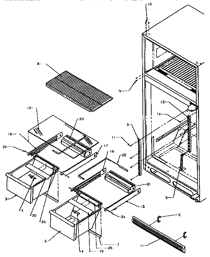 Cabinet Shelving Diagram and Parts List for THI18S3W-P1195401W  Amana Refrigerator