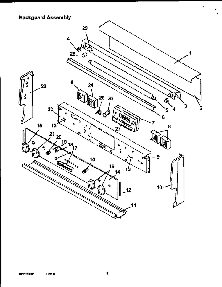 Control Panel Diagram and Parts List for ART6600E-P1143405NE  Amana Range