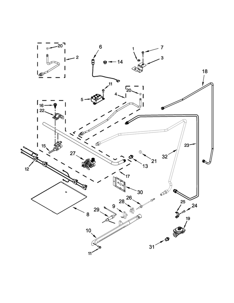 Manifold Parts Diagram and Parts List for AGR3130BAW0  Amana Range