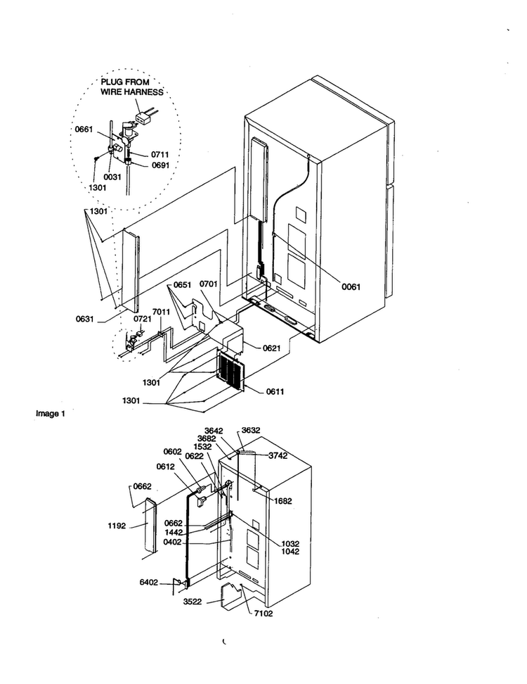 Cabinet Back Diagram and Parts List for TN21V2L-P1315907WL  Amana Refrigerator