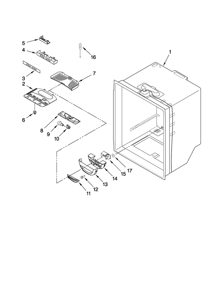 Refrigerator Liner Parts Diagram and Parts List for ABB2522FEB3  Amana Refrigerator