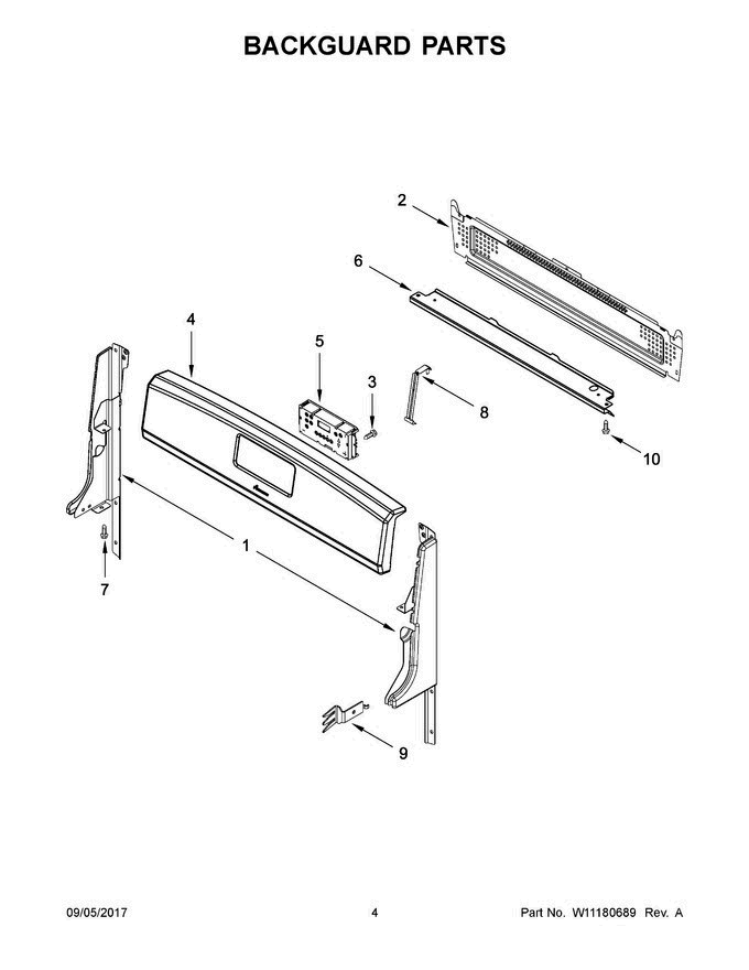 03 - Backguard Parts Diagram and Parts List for AGR5330BAB3  Amana Range