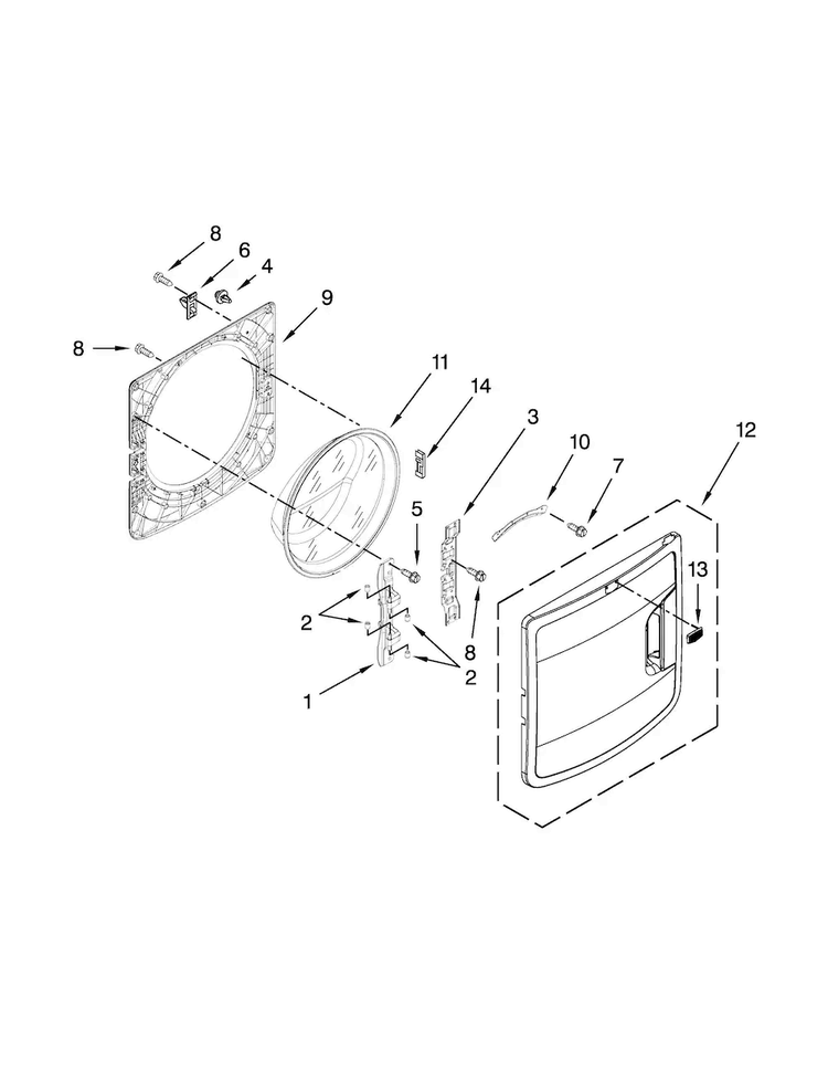 Door Parts Diagram and Parts List for MHW9000YR0  Maytag Washer