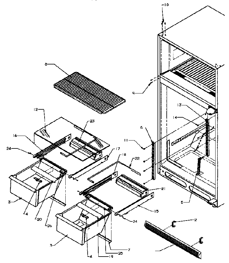 Cabinet Shelving Diagram and Parts List for TSI18A3W-P1182107WW  Amana Refrigerator