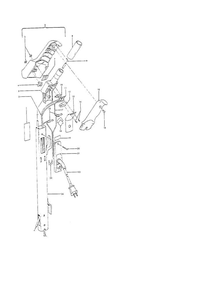 Handle Diagram and Parts List for U3317  Hoover Upright Vacuum