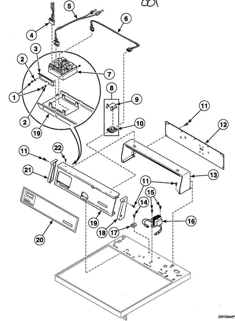 Control Panel Diagram and Parts List for SDEF07QJ1500  Speed Queen Dryer