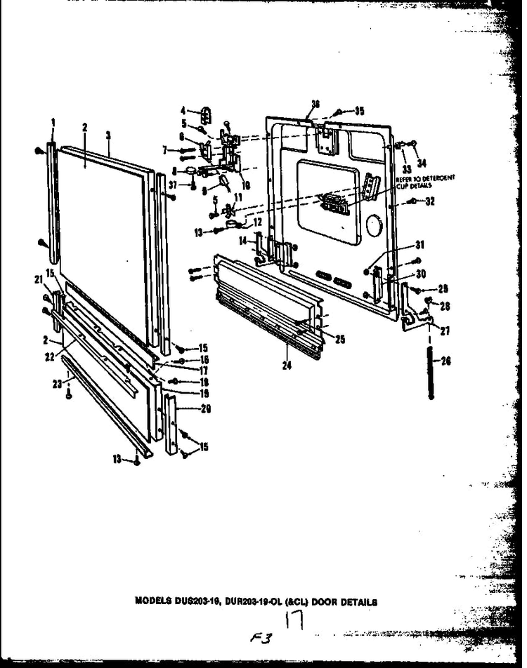 Section 12 Diagram and Parts List for DUR208-19-CL  Caloric Dishwasher