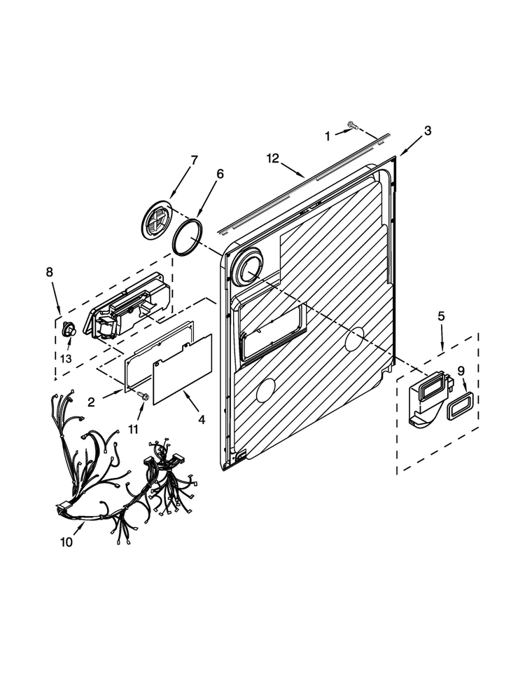 Inner Door Parts Diagram and Parts List for MDB6769PAW4  Maytag Dishwasher