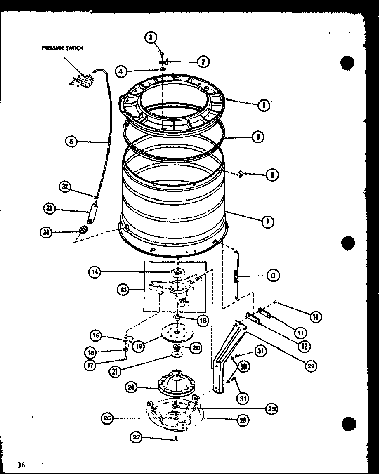Section 1 Diagram and Parts List for LW1502 P7762132W Amana Washer