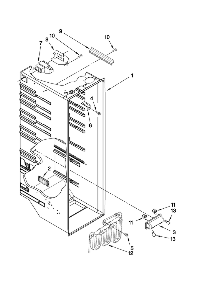 Refrigerator Liner Parts Diagram and Parts List for MSD2273VES02  Maytag Refrigerator