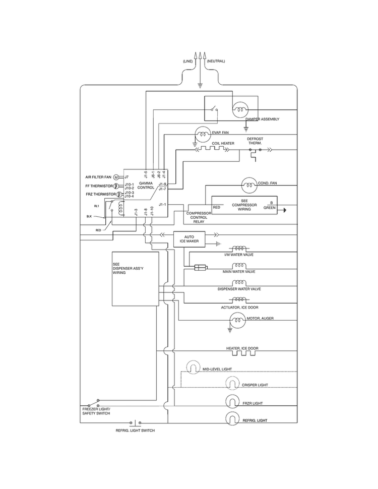 Wiring Schematic Diagram and Parts List for CRSS262QW2  Crosley Refrigerator