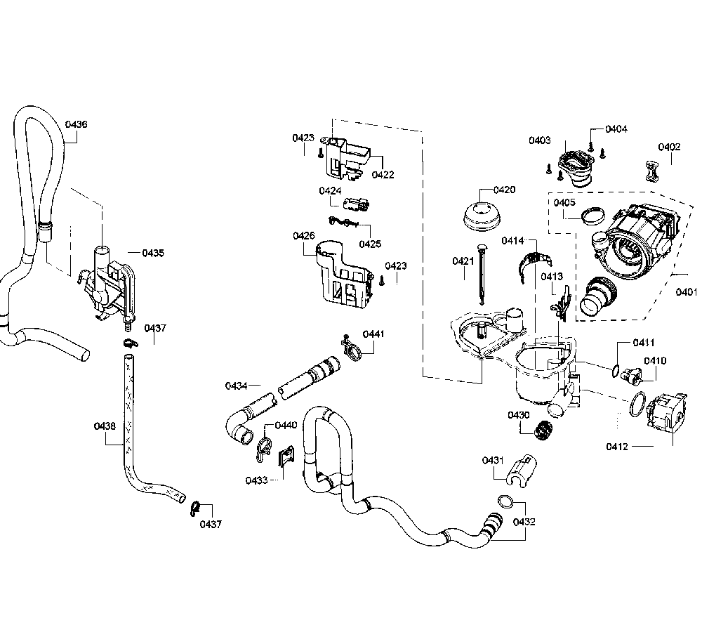 Pump Assembly Diagram and Parts List for 63013909013  Kenmore Dishwasher