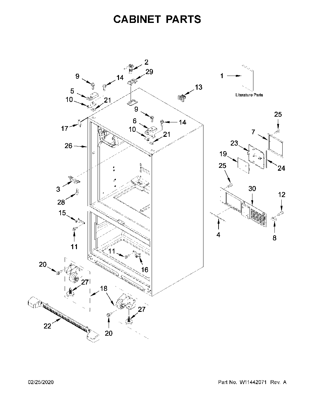 Cabinet parts Diagram and Parts List for MFI2269FRB02  Maytag Refrigerator