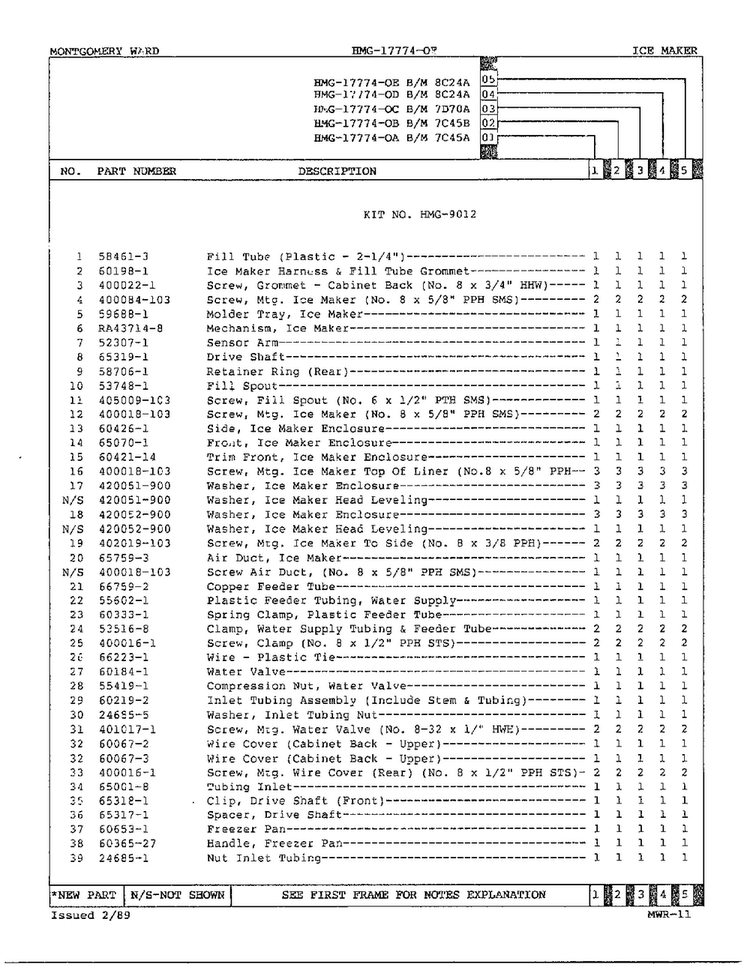 Ice Maker Page 2 Diagram and Parts List for 17774-OA  Admiral Refrigerator