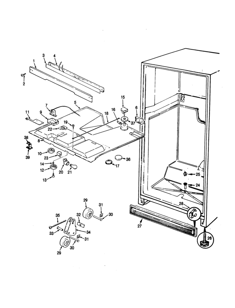 Fresh Food Compartment Diagram and Parts List for RB21KN-4AT-CL71A  Magic Chef Refrigerator