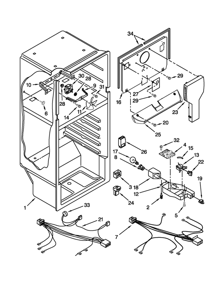 Liner Parts Diagram and Parts List for A8TCNWFAB02  Amana Refrigerator