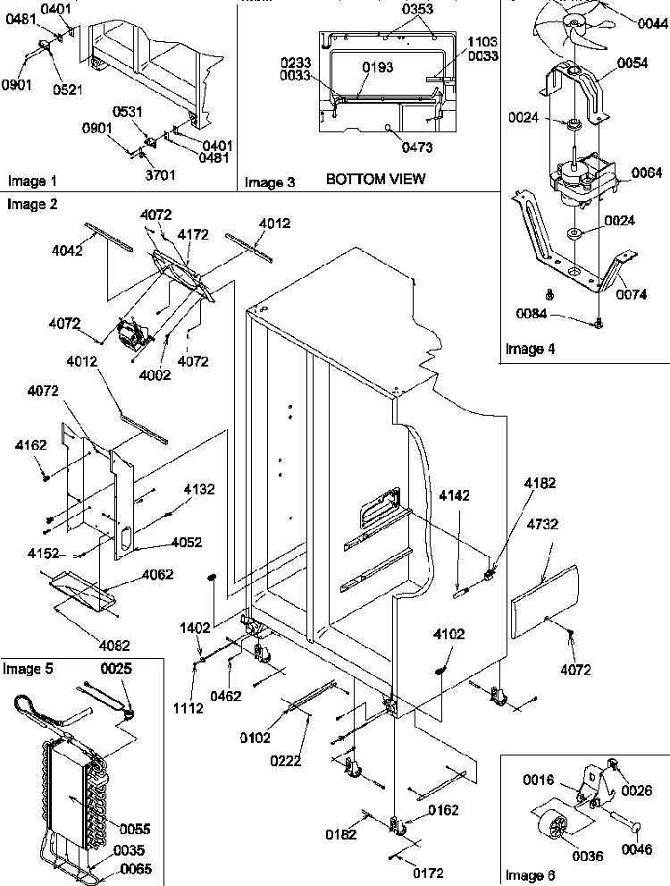 Rollers And Evaporator Assemblies Diagram and Parts List for SBI20S2W-P1190710WW  Amana Refrigerator