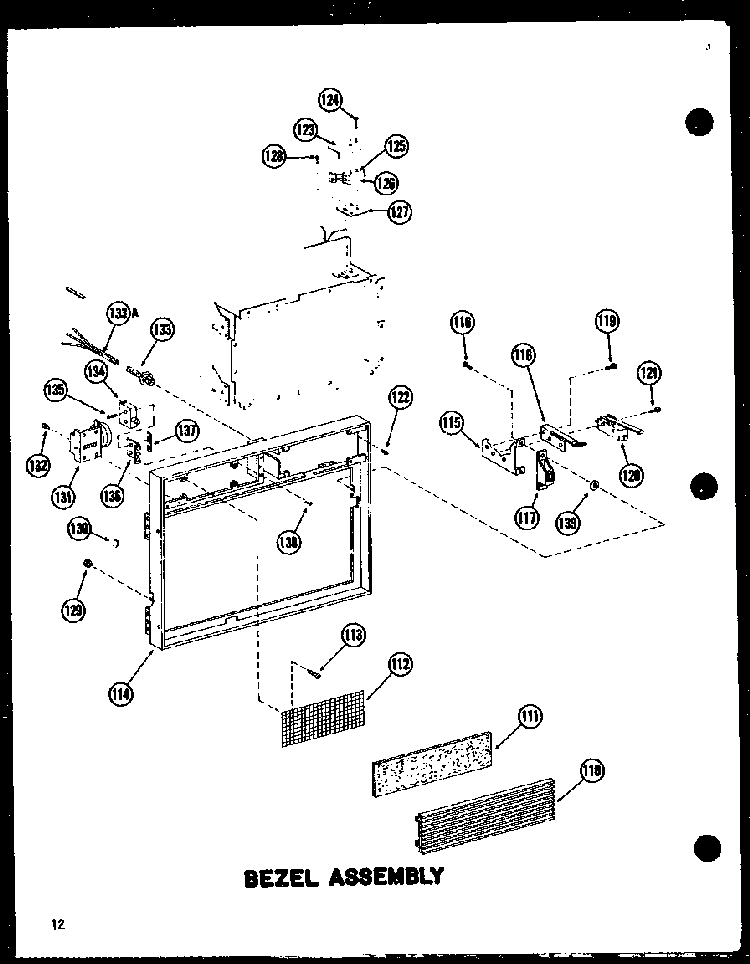 Bezel Assembly Diagram and Parts List for RC10A-DD P72091-3M Amana Microwave