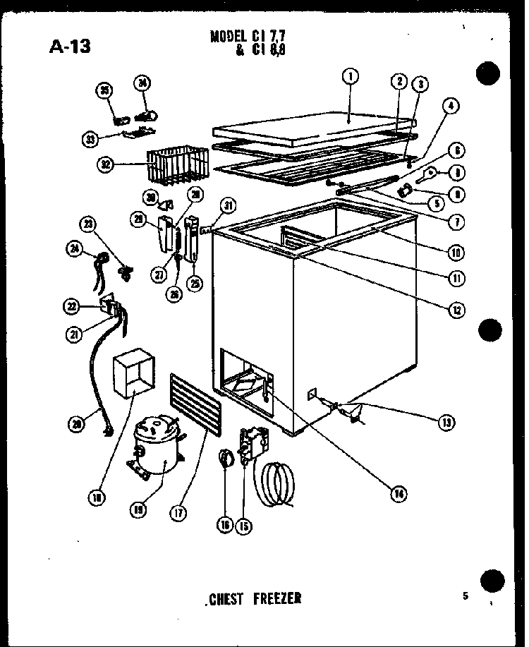 Chest Freezer Diagram and Parts List for CI88-C P60118-4WC Amana Freezer