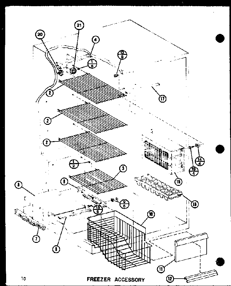 Freezer Accessory Diagram and Parts List for SR19F1-L-P77000-8WL  Amana Refrigerator